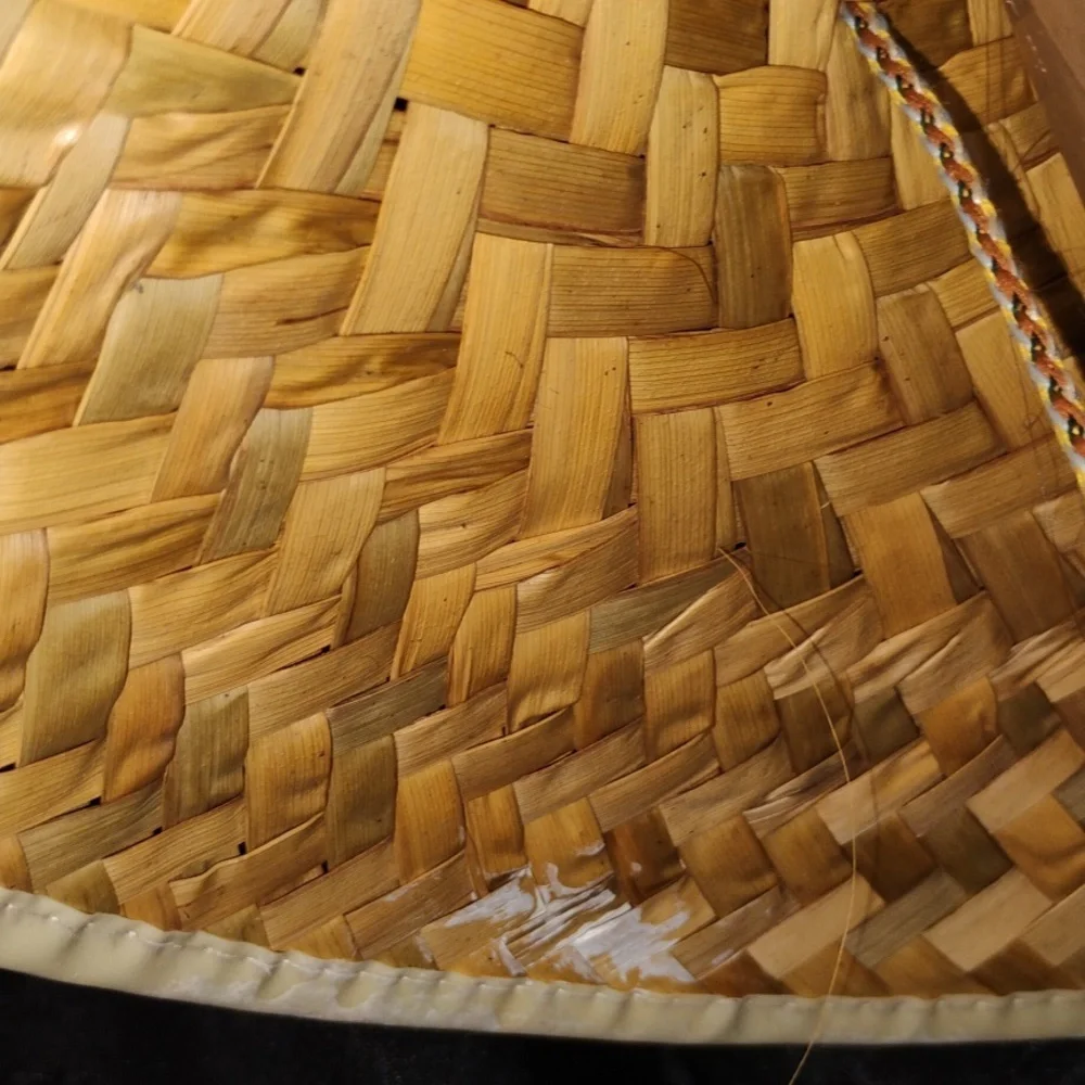 Vintage Tan Woven Straw Conical Hat